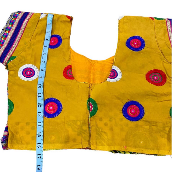 Women's Yellow & Pink Circle Design Indian Chanya Choli (M/L) - Picture 8 of 15